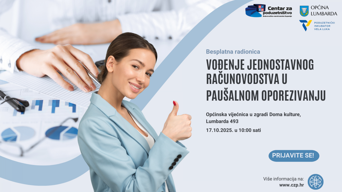 Prijavite se na besplatnu radionicu "Vođenje jednostavnog računovodstva u paušalnom oporezivanju" u Lumbardi